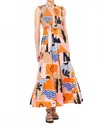 Oliphant Sleeveless Smocked Maxi Dress In Riviera Orange In Orange