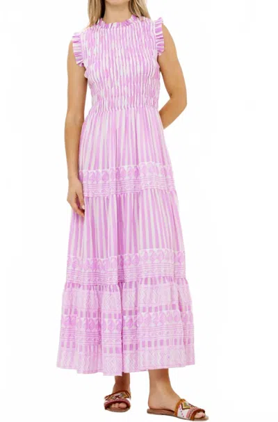 Oliphant Sleeveless Smocked Maxi Dress In Santorini Lilac In Multi