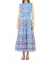 Oliphant Sleeveless Smocked Maxi Dress In Sierra Blue In Blue