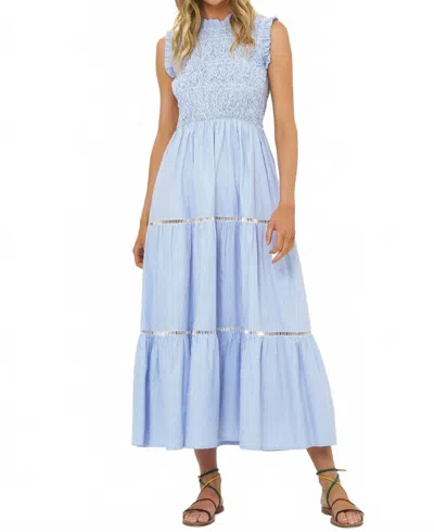 Oliphant Sleeveless Smocked Maxi Dress In Chatham Blue In Multi