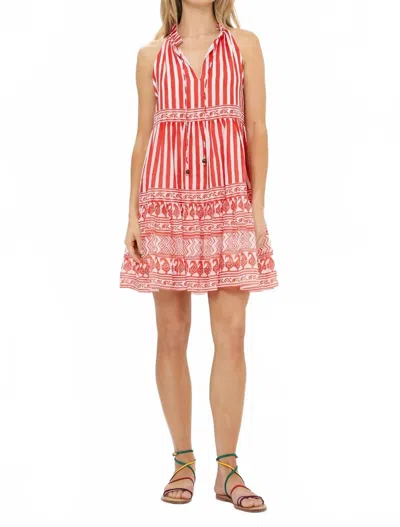 Oliphant Sleeveless Tiered Short Dress In Santorini Red