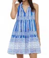 Oliphant Sleeveless Tiered Short Dress In Ziggy Blue In Blue