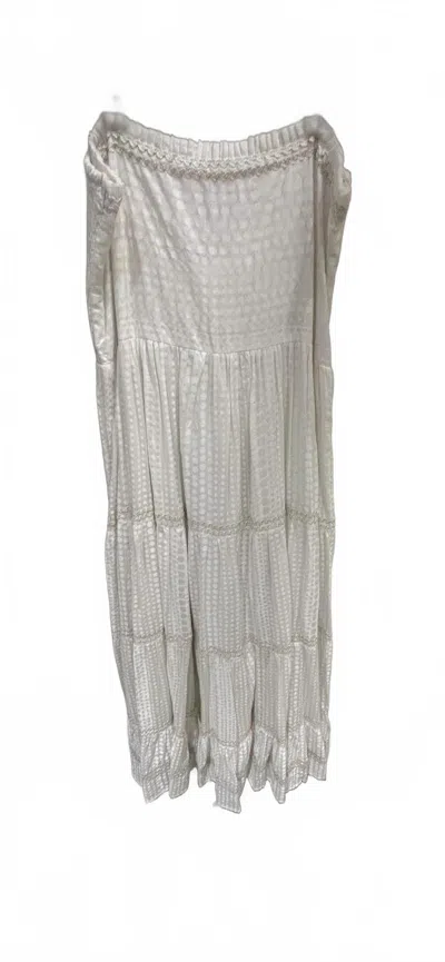 Oliphant Smock Backed Polka Maxi Dress In Ivory In Gray
