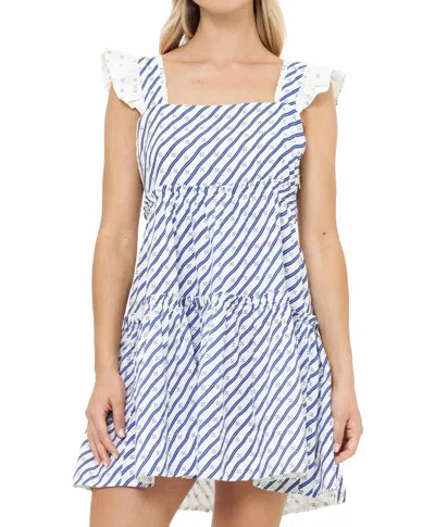 Oliphant Smock Square Neck Mini Dress In Dipsy Navy In Blue