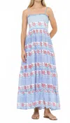 Oliphant Smocked Back Maxi Dress In Borrego Navy In Multi