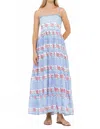 Oliphant Smocked Back Maxi Dress In Borrego Navy In Blue