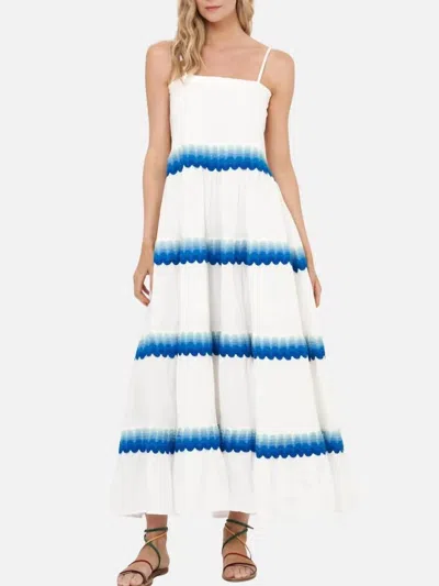 Oliphant Smocked Back Maxi Dress In Pacifica Blue In Animal Print