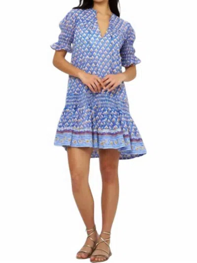 Oliphant Smocked Drop Mini Dress In Clover In Blue