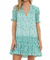 Oliphant Smocked Drop Mini Dress In Cypress Jade In Green