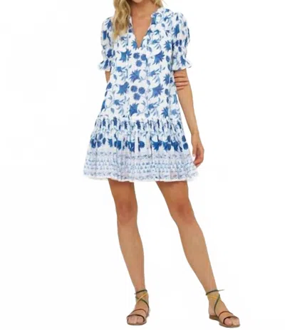 Oliphant Smocked Drop Mini Dress In Marion Blue