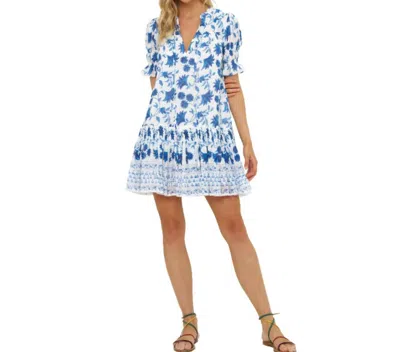Oliphant Smocked Drop Mini Dress In Marion Blue