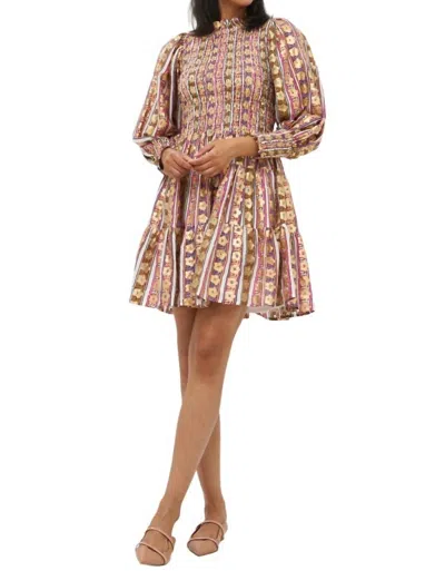 Oliphant Smocked Flirty 3/4 Sleeve Dress In Petal Olive