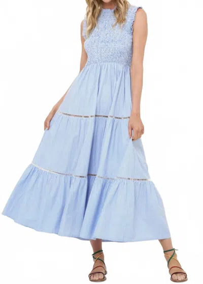 Oliphant Smocked Midi Dress In Blue
