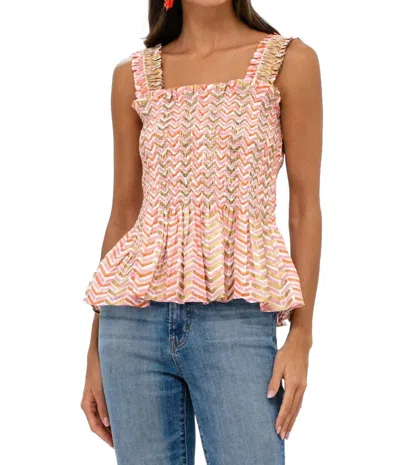 Oliphant Smocked Tank Top In Sonoma Orange In Multi