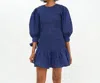 Oliphant Smocked Tie Sleeve Mini Dress In Navy Morocco In Multi