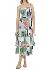 Oliphant Smocked Tie Strap Ruffle Midi Dress In Riviera Sage In Multi