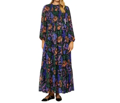 Oliphant Smocked Top Maxi Dress In Turin Peri In Blue