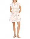 Oliphant Smocked Waist Roll Sleeve Mini Dress In Ellsworth Red In Multi