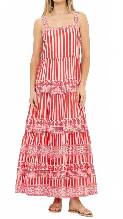 Oliphant Strappy Maxi Dress In Santorini Red In Multi