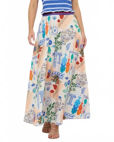 Oliphant Swing A-line Circle Skirt In Corfublue In Multi