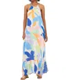 Oliphant Tie Neck Maxi Dress In Moma White In Multi