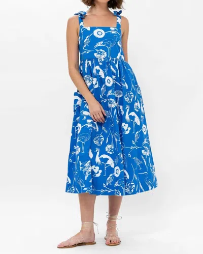 Oliphant Tie Strap Pocket Midi Dress In Blue Audubon