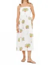 Oliphant Tie Strap Pocket Midi Dress In Canary Green In White