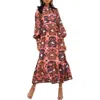 Oliphant Uzbek Shirt Waist Maxi Dress In Coral In Multi