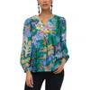 Oliphant V-neck Blouse In Green Bukhara In Multi