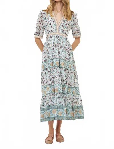 Oliphant V-neck Cuffed Maxi Dress In Cotswald In Multi