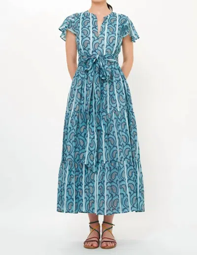 Oliphant V-neck Maxi Dress In Blue