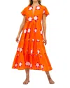 Oliphant V Neck Maxi Dress In Mela Orange In Multi