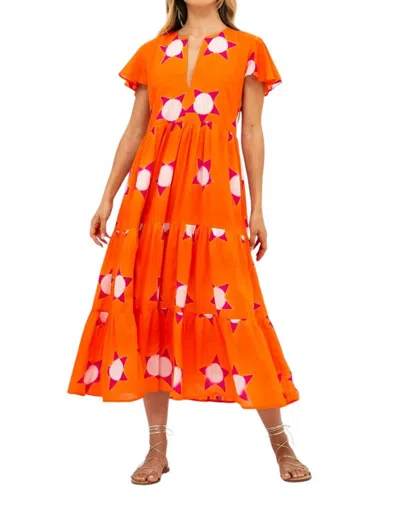 Oliphant V Neck Maxi Dress In Mela Orange In Multi