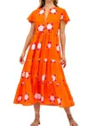 Oliphant V Neck Maxi Dress In Mela Orange In Multi