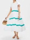 Oliphant V-neck Maxi Dress In Pacifica Aqua In White