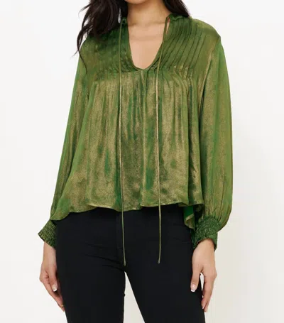 Oliphant V-neck Pintuck Blouse In Green