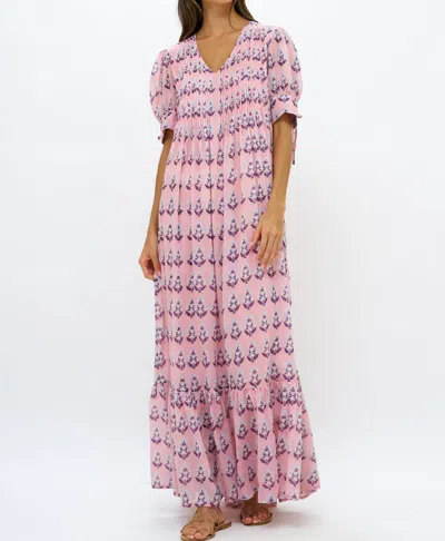 Oliphant V-neck Pintuck Maxi Dress In Bodrum Pink