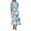 Oliphant V-neck Smocked Waist Midi Dress In Monet Multi In Multi