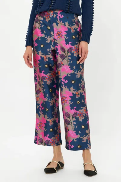 Oliphant Valentina Flared Leg Pants In Suzano Navy In Blue
