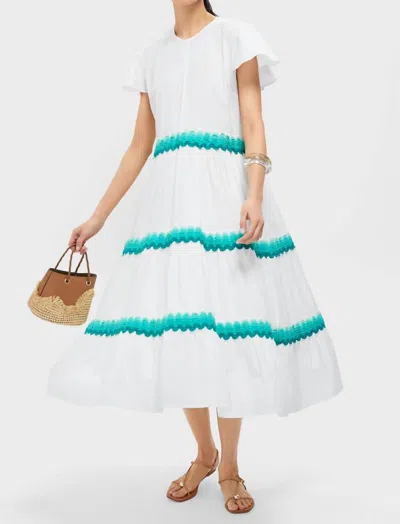 Oliphant V-neck Maxi Dress In Pacifica Aqua In White
