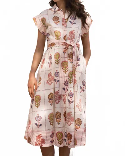 Oliphant Women's Belted Shirt Dress In Taormina Cream In Pink