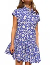 Oliphant Women's Cap Sleeve Mini Dress In Eclipse Blue In Multi