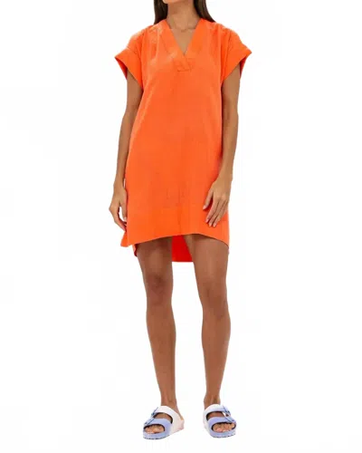 Oliphant V-neck Roll Sleeve Mini Dress In Bahama Orange In Multi