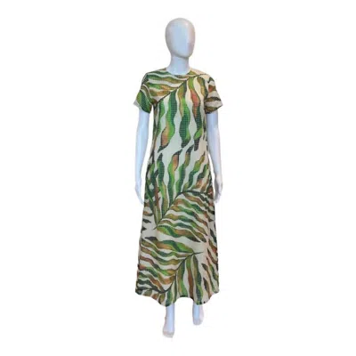 Oliphant Women's Short Sleeve Maxi Shift Dress In Maldive Green