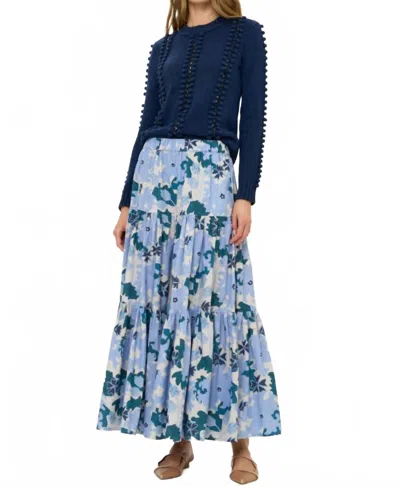 Oliphant Women's Tiered Maxi Skirt In Suzani Blue In Multi