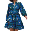 Oliphant Yoke Mini Dress In Uzbek, Blue In Multi