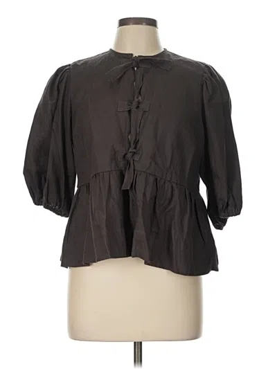 Pre-owned Olivaceous 3/4 Sleeve Blouse In Black