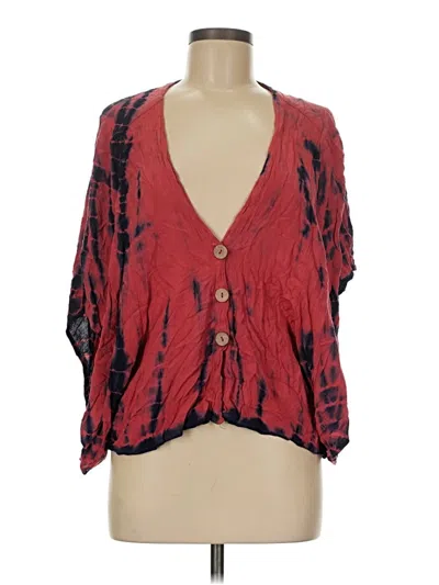 Pre-owned Olivaceous 3/4 Sleeve Blouse In Burgundy