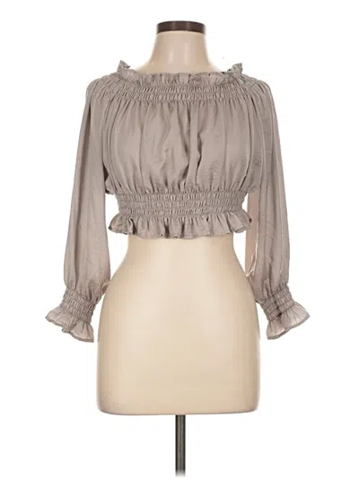Pre-owned Olivaceous 3/4 Sleeve Blouse In Gray