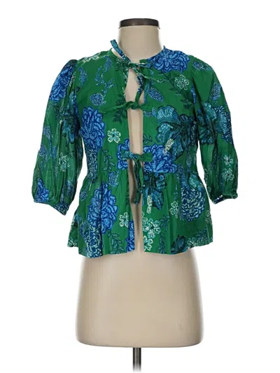 Pre-owned Olivaceous 3/4 Sleeve Blouse In Green